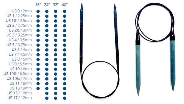 Lykke Single Point Knitting Needles - 10in - Full Size Range US 13 / 9.0 mm / Indigo
