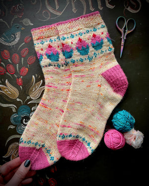 Joyful Colorwork Socks by Charlotte Stone