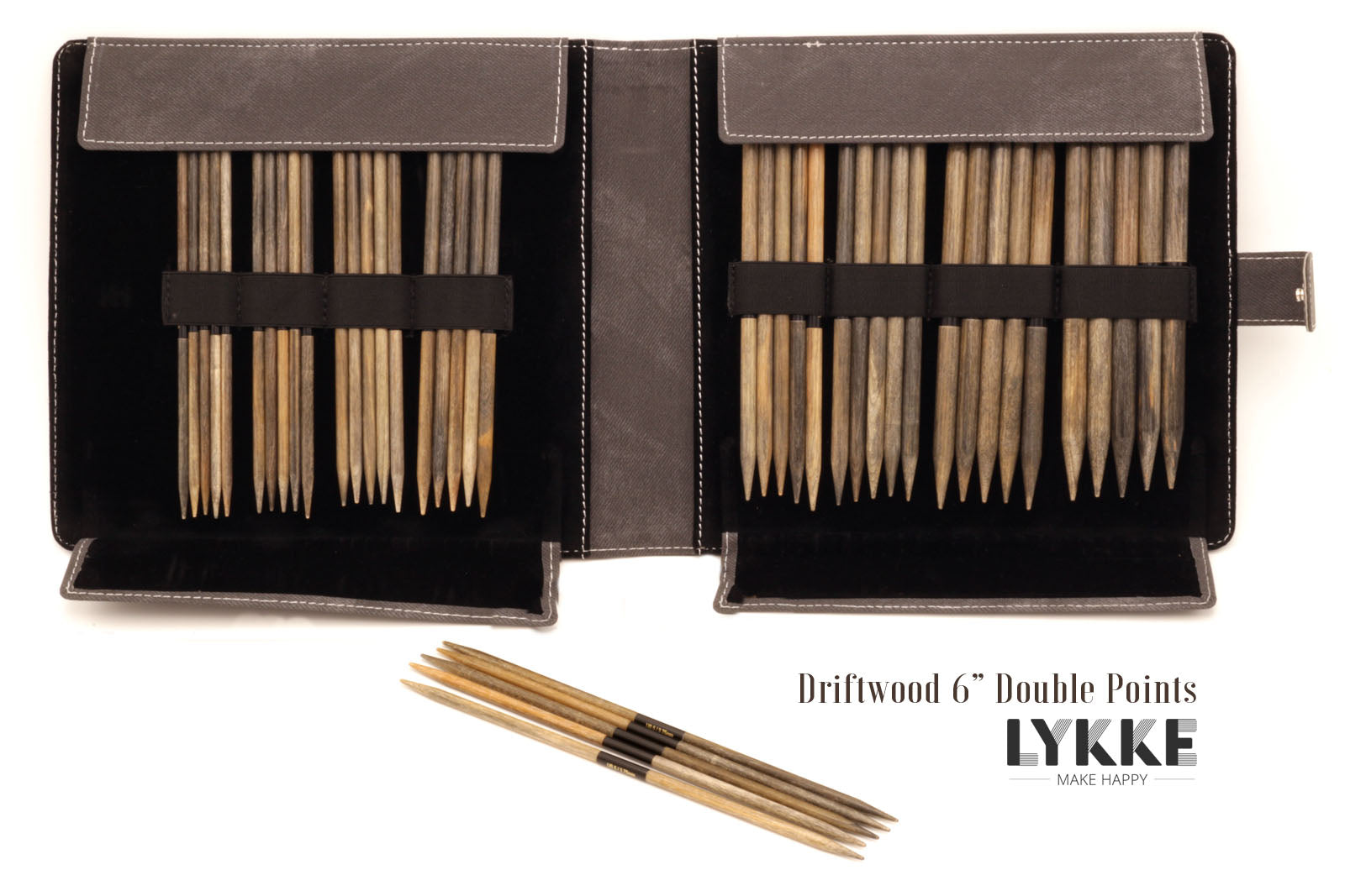 Double-pointed Knitting Needles Large Set 6-13 Grey Denim LYKKE Driftwood